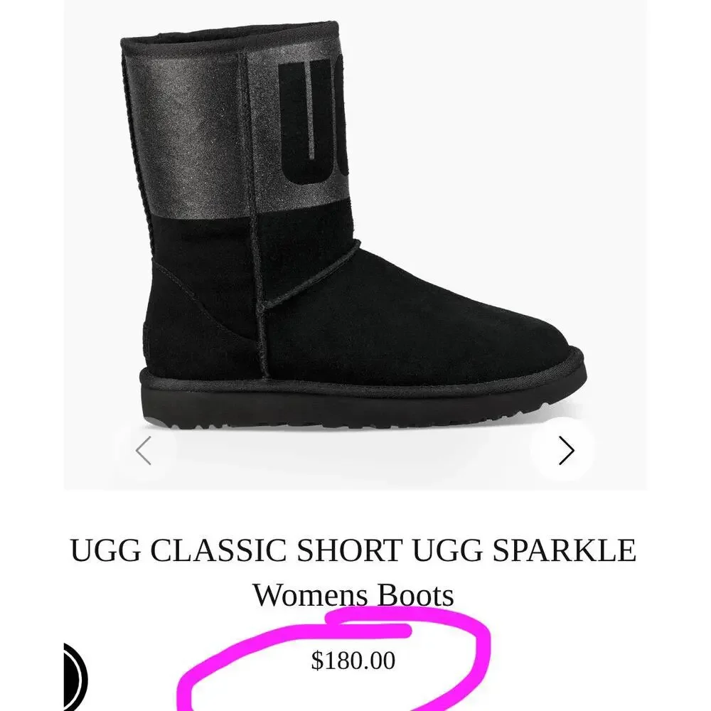 UGG® Women's Black Classic Short Sparkle‎ Snow/Winter Boots | PRELOVED!!